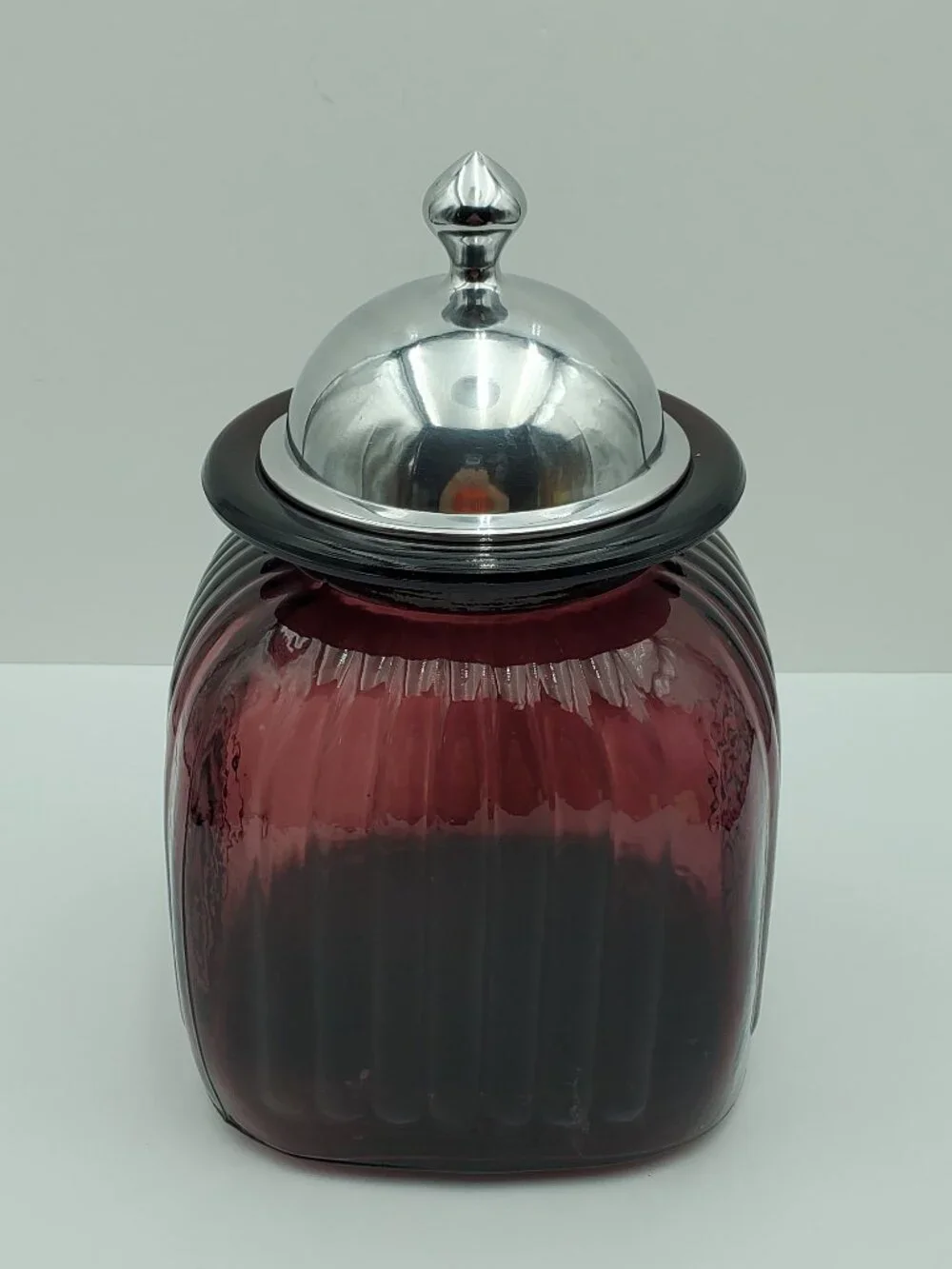 Artland Amethyst Glass Canister with Lid Plum Square Apothecary Storage Jar